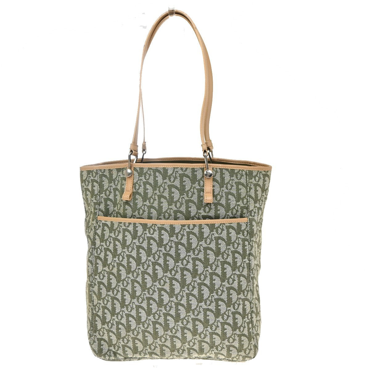 Christian Dior Vintage Open Pocket Diorissimo Canvas Green Canvas Tote Bag Bag (Pre-Owned)