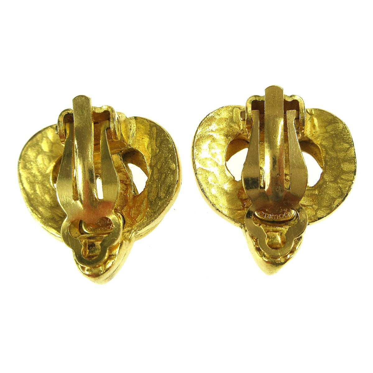 Chanel Vintage Cc Heart Clip-On Metal Gold Gold_Plated Earrings Jewelry (Pre-Owned)