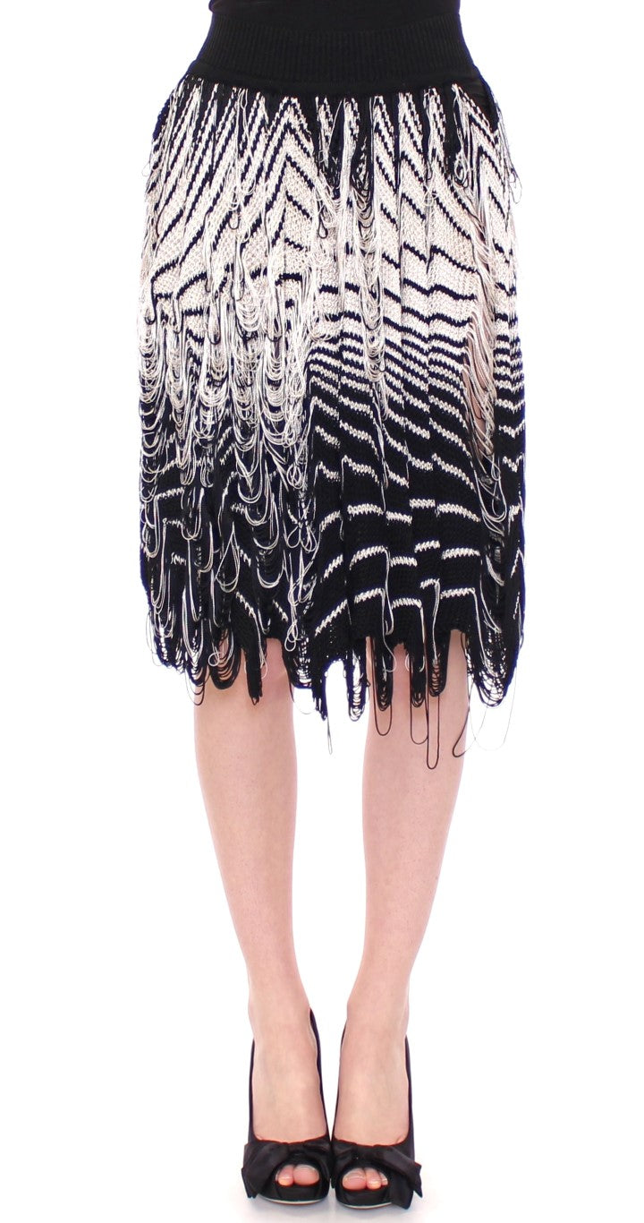 Alice Palmer White Black Knitted Assymetrical Women's Skirt