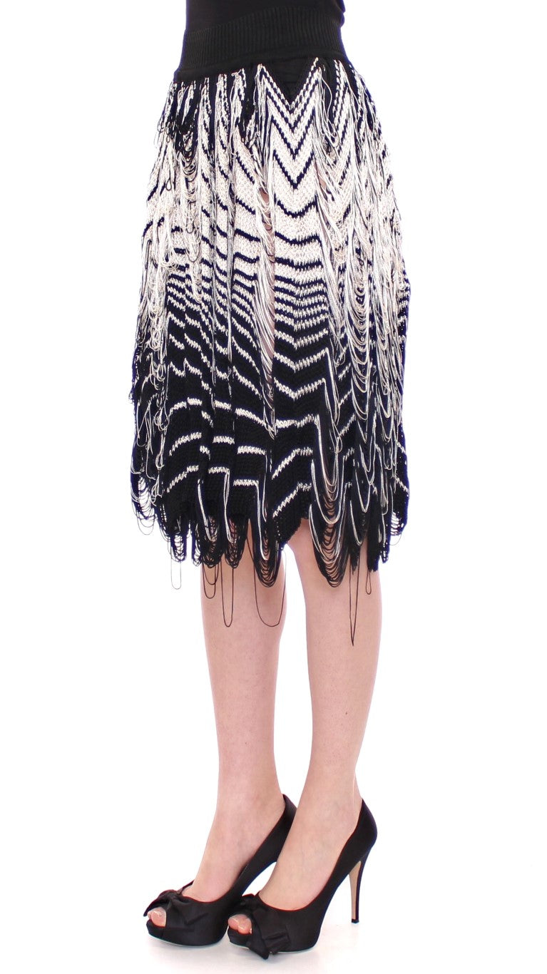 Alice Palmer White Black Knitted Assymetrical Women's Skirt