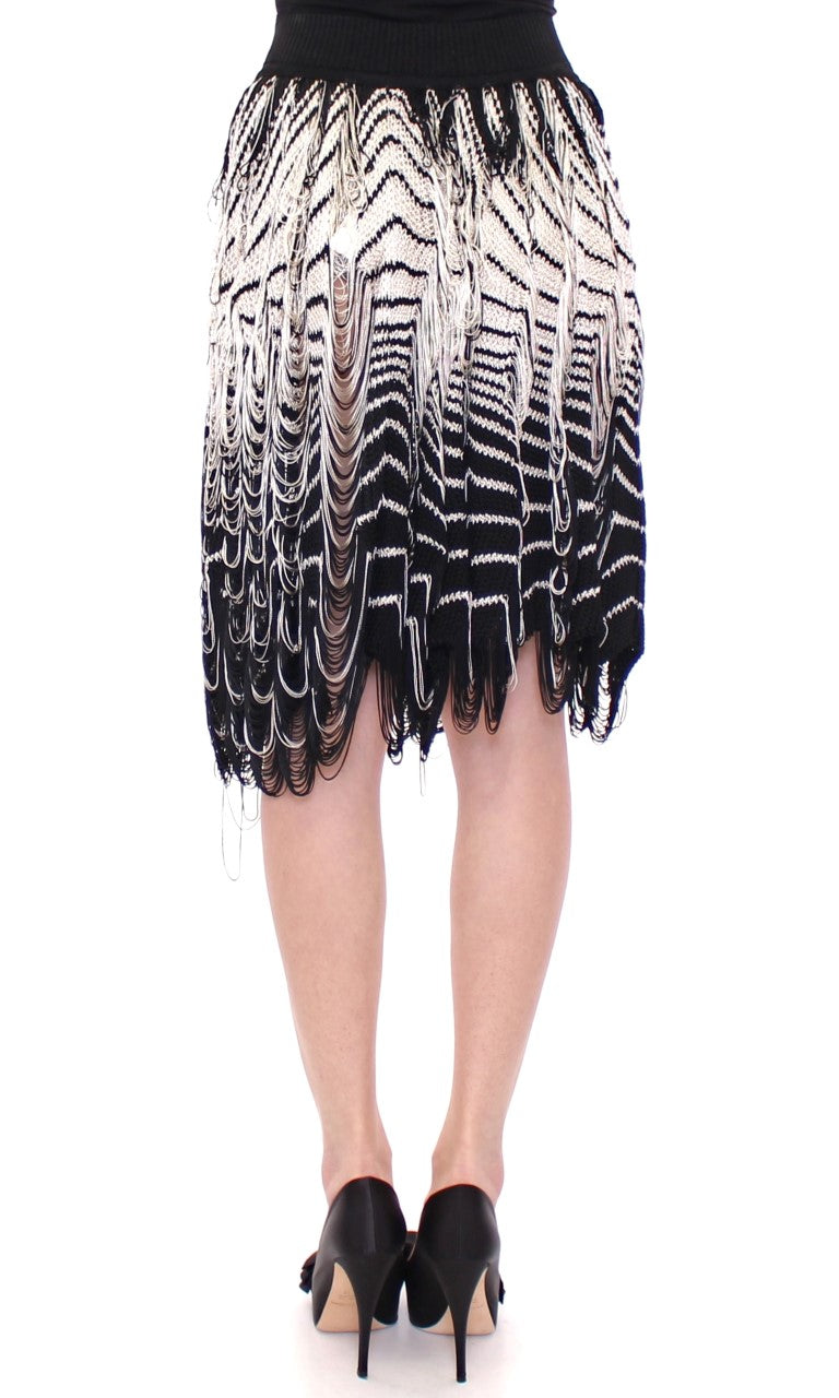 Alice Palmer White Black Knitted Assymetrical Women's Skirt