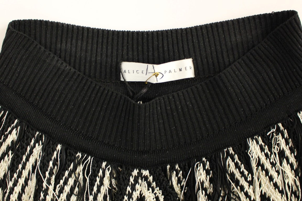 Alice Palmer White Black Knitted Assymetrical Women's Skirt