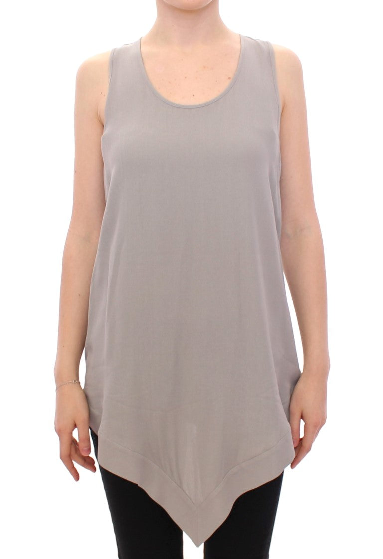 Comeforbreakfast Gray Viscose Tank Top Shirt Women's Blouse