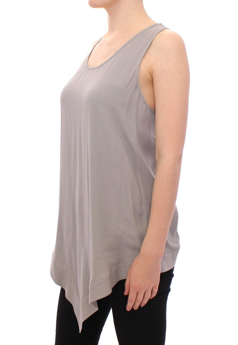 Comeforbreakfast Gray Viscose Tank Top Shirt Women's Blouse