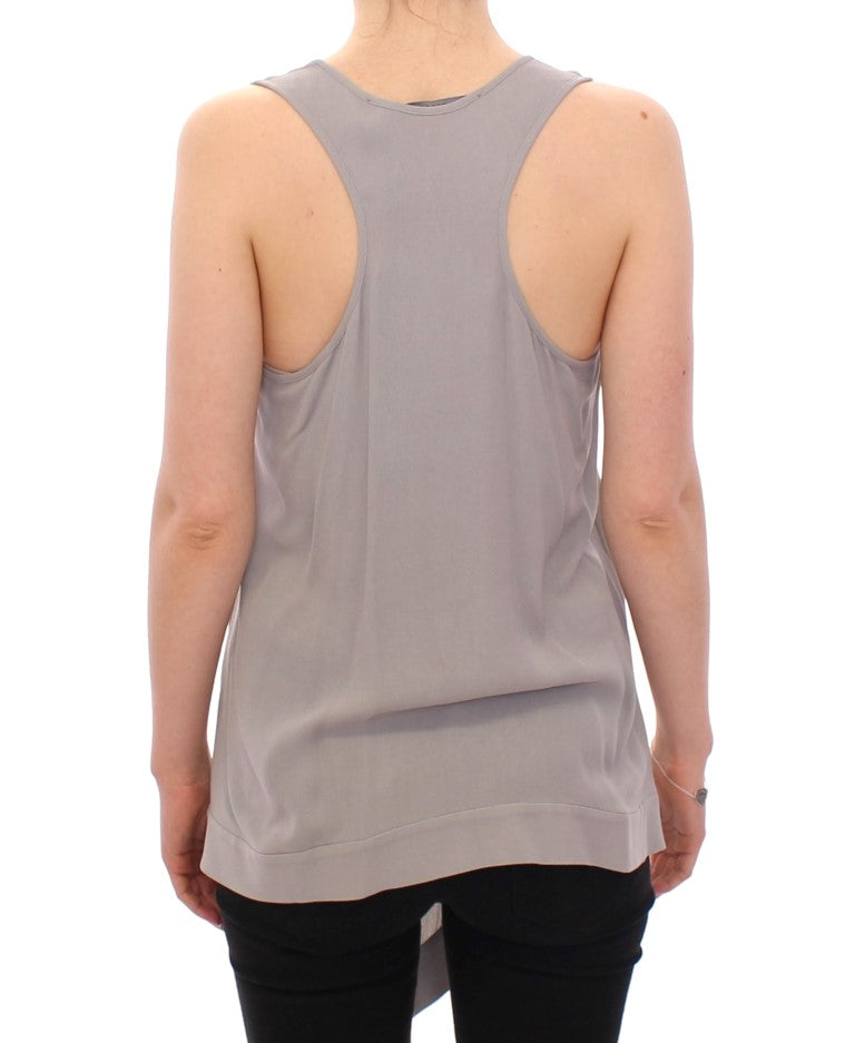 Comeforbreakfast Gray Viscose Tank Top Shirt Women's Blouse