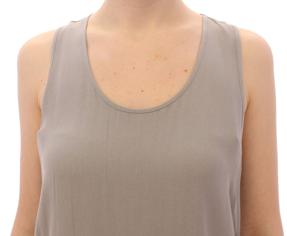 Comeforbreakfast Gray Viscose Tank Top Shirt Women's Blouse