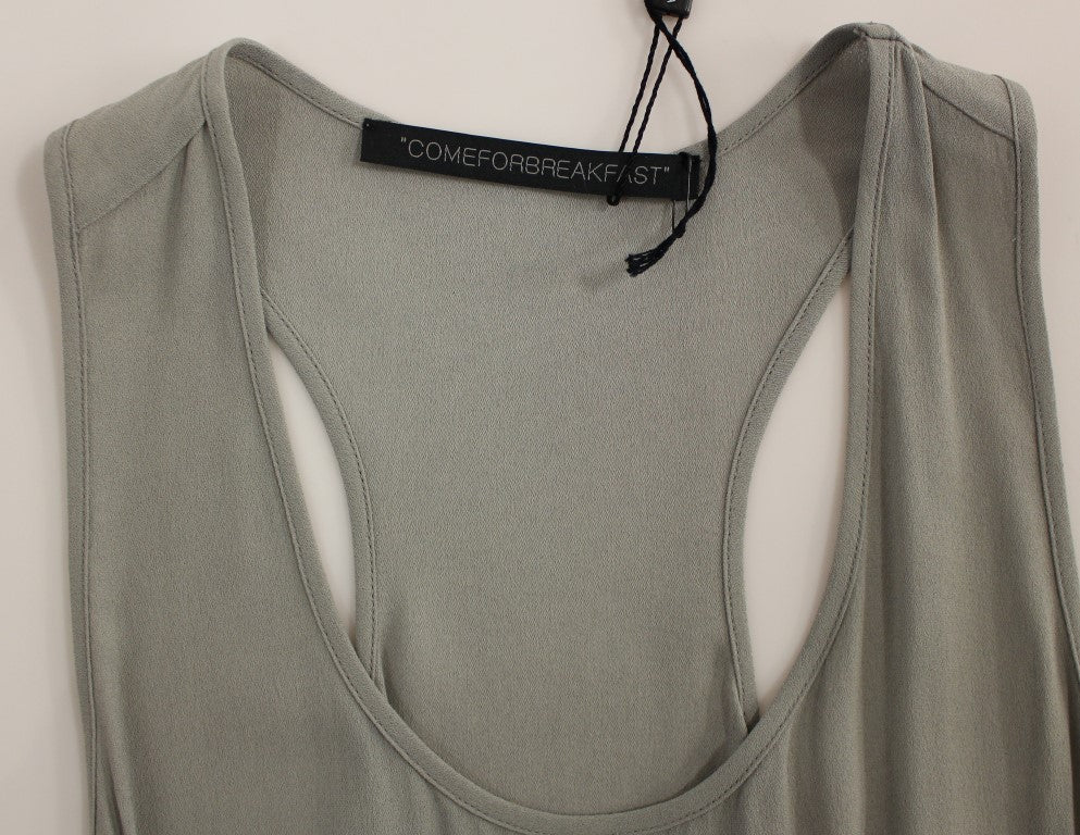 Comeforbreakfast Gray Viscose Tank Top Shirt Women's Blouse