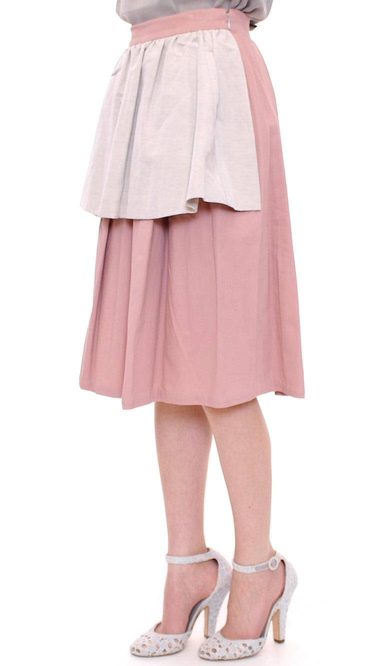 Comeforbreakfast Elegant Pleated Knee-length Skirt in Pink and Women's Gray