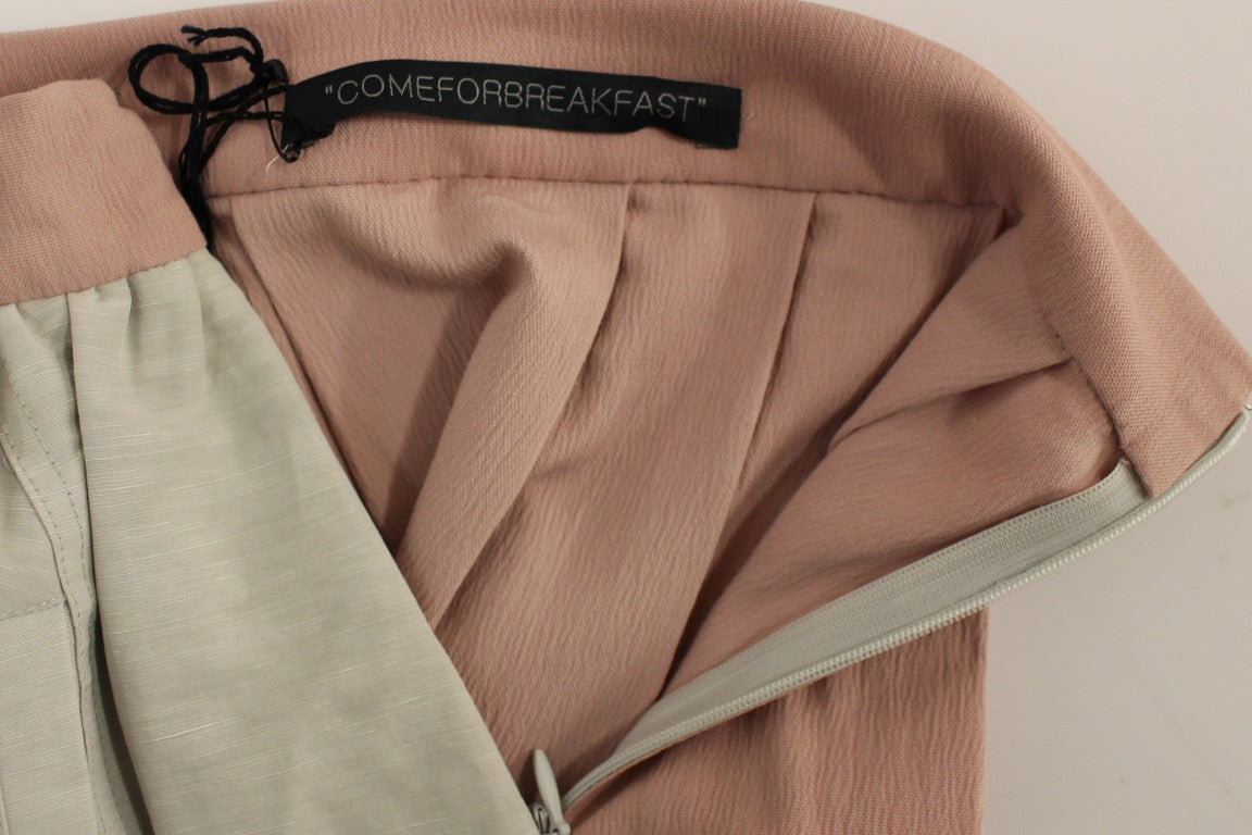 Comeforbreakfast Elegant Pleated Knee-length Skirt in Pink and Women's Gray