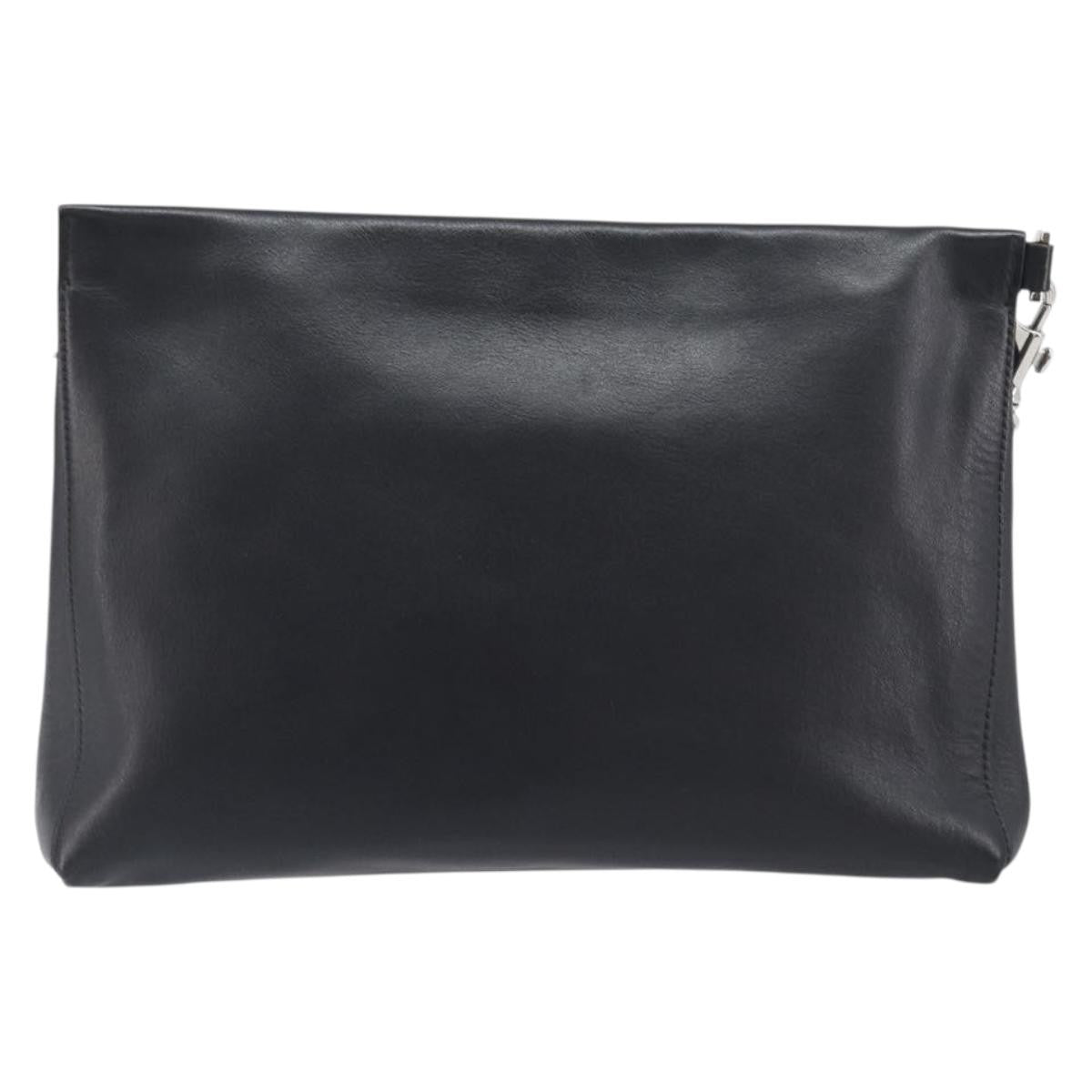 Versace Logo Medusa Wristlet Leather Black Leather Clutche & Pouche Bag (Pre-Owned)