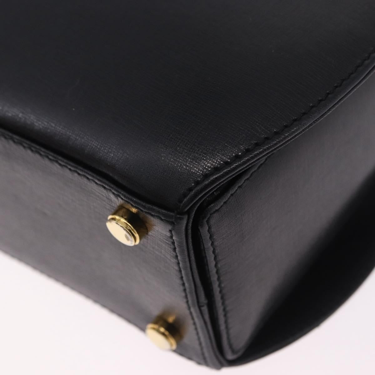 Salvatore Ferragamo Gancini Leather Black Leather Handbag (Pre-Owned)