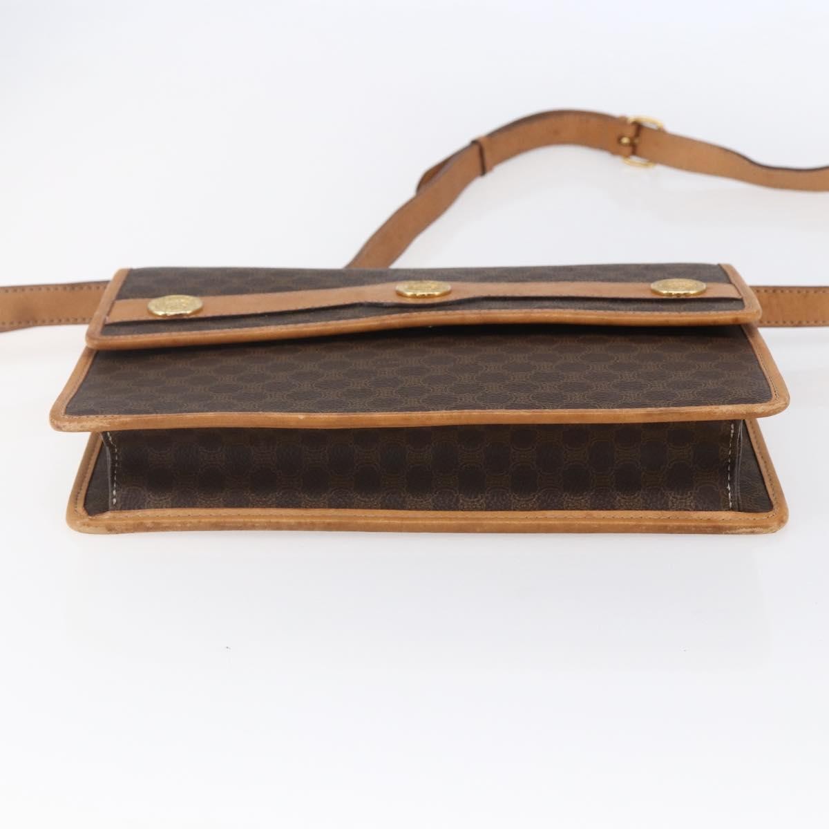 Celine Vintage Macadam Canvas And Leather Brown Canvas Shoulder Bag Bag (Pre-Owned)
