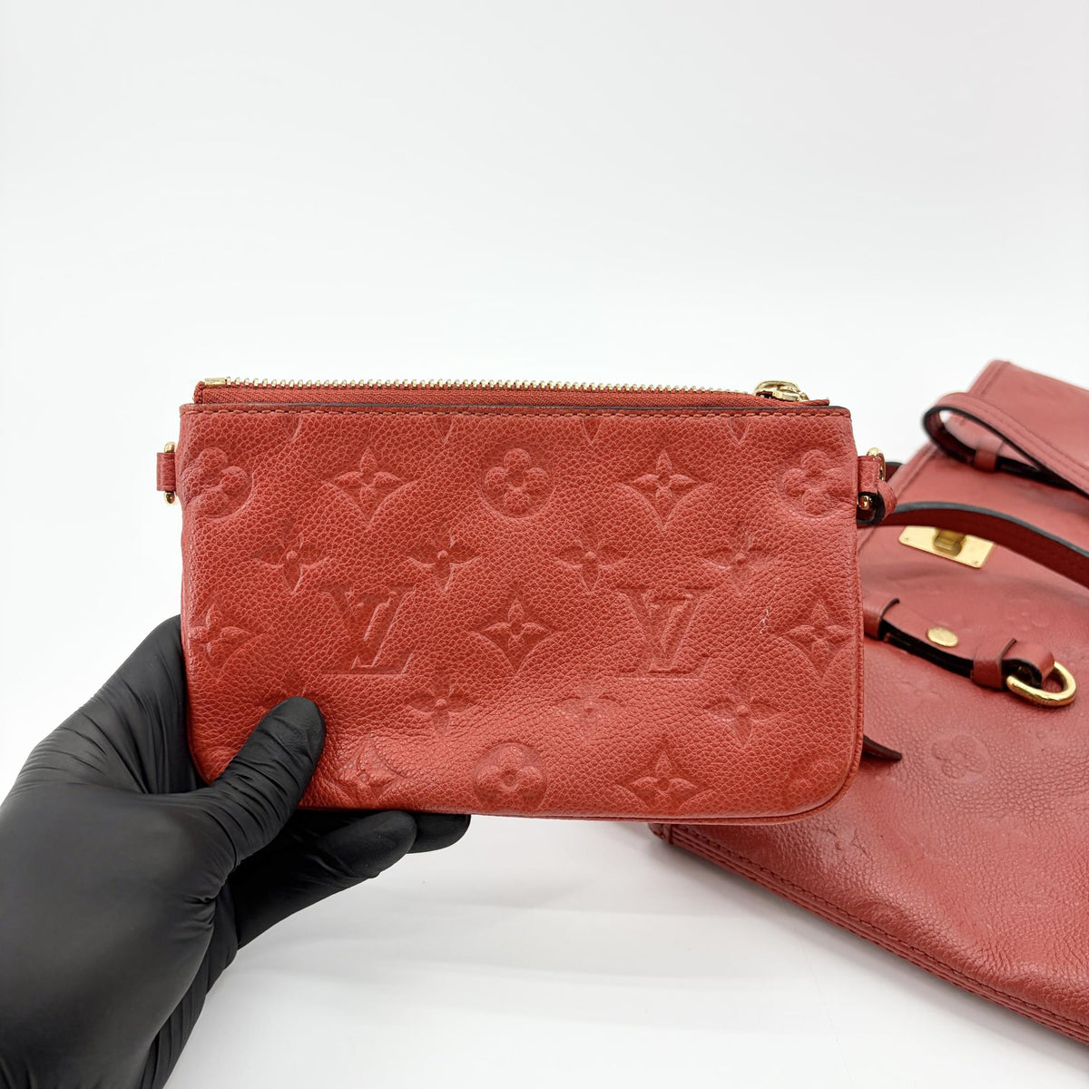 Louis Vuitton Citadine Monogram Empreinte Leather Red Leather Handbag (Pre-Owned)