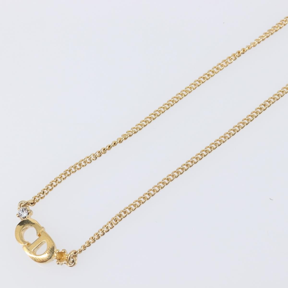 Christian Dior Clair D Lune Pendant Metal With Crystals Gold Metal Necklace Jewelry (Pre-Owned)