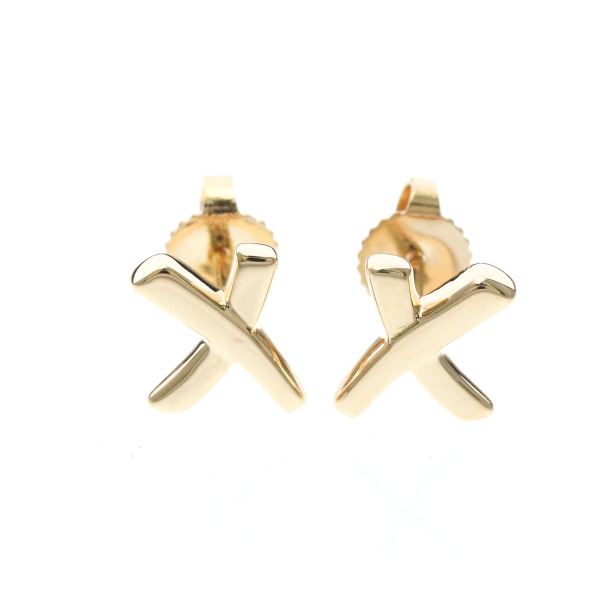 Tiffany & Co. Paloma Picasso Graffiti X Stud 18K Yellow Gold Pink Pink_Gold Earrings Jewelry (Pre-Owned)