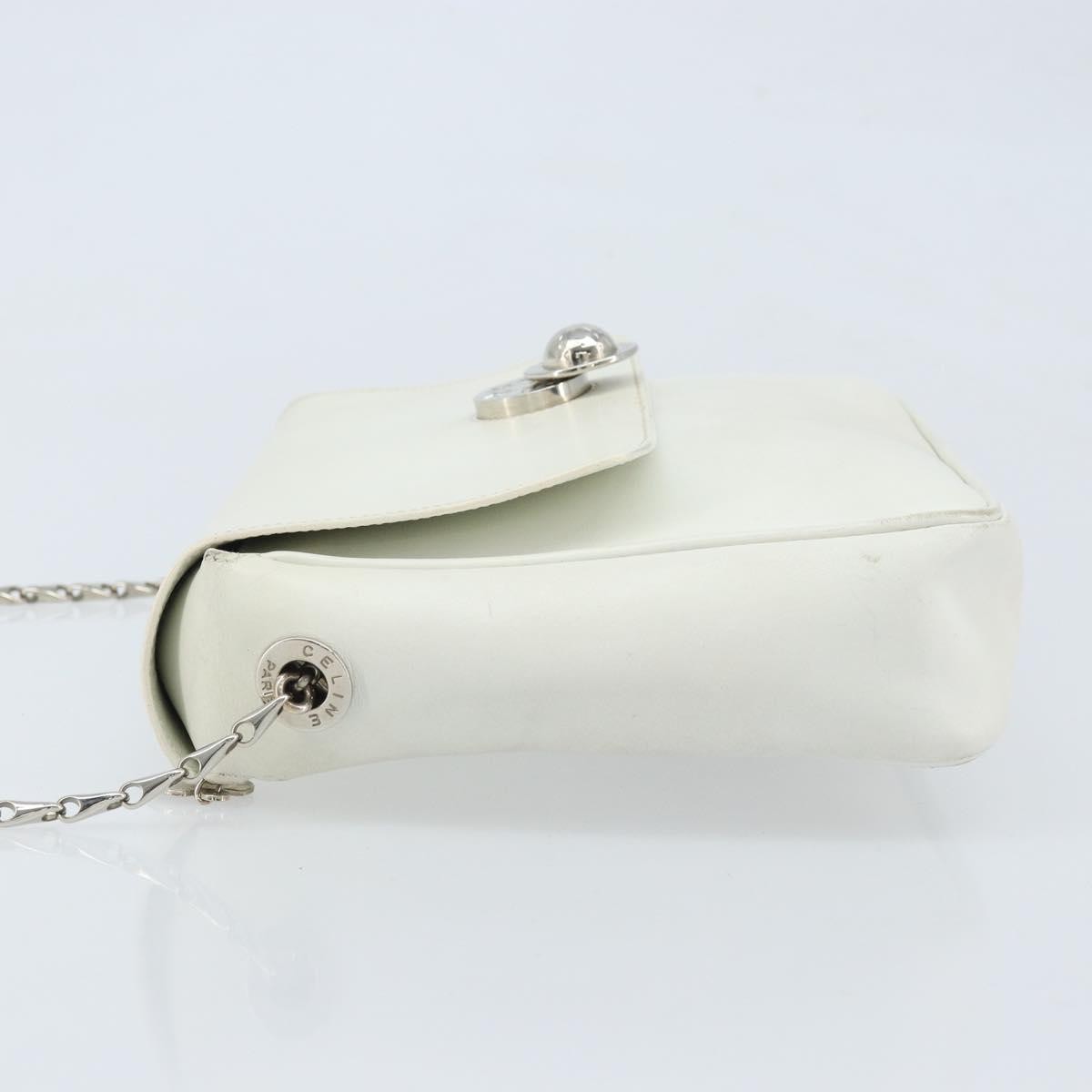 Celine Vintage Leather White Leather Shoulder Bag Bag (Pre-Owned)