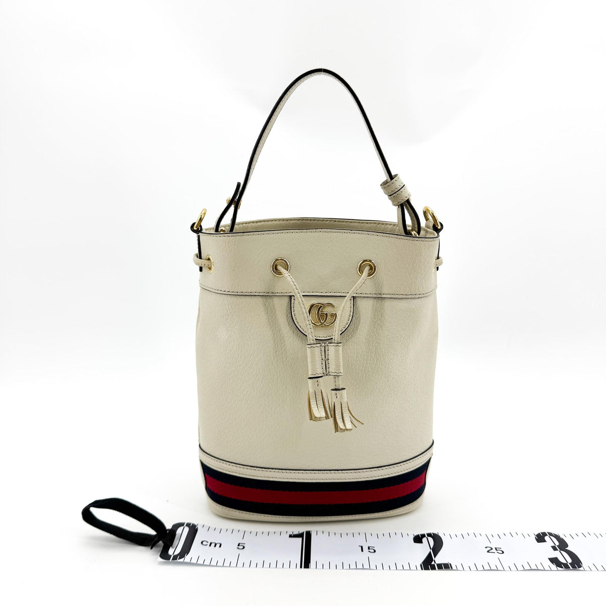 Gucci Ophidia Bucket Leather White Leather Handbag (Pre-Owned)