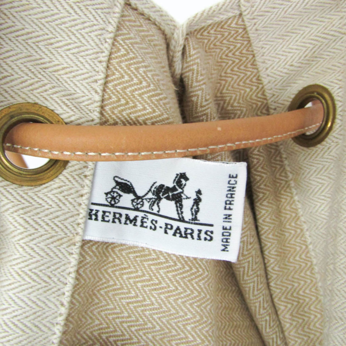 Hermes Aline Toile Beige Cotton Shoulder Bag Bag (Pre-Owned)