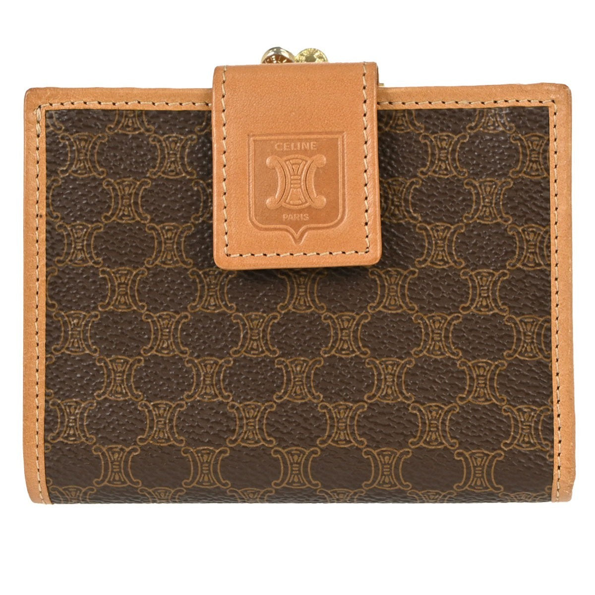 Celine Bifold Triomphe Coated Canvas Brown Pvc Wallets Accessory (Pre-Owned)