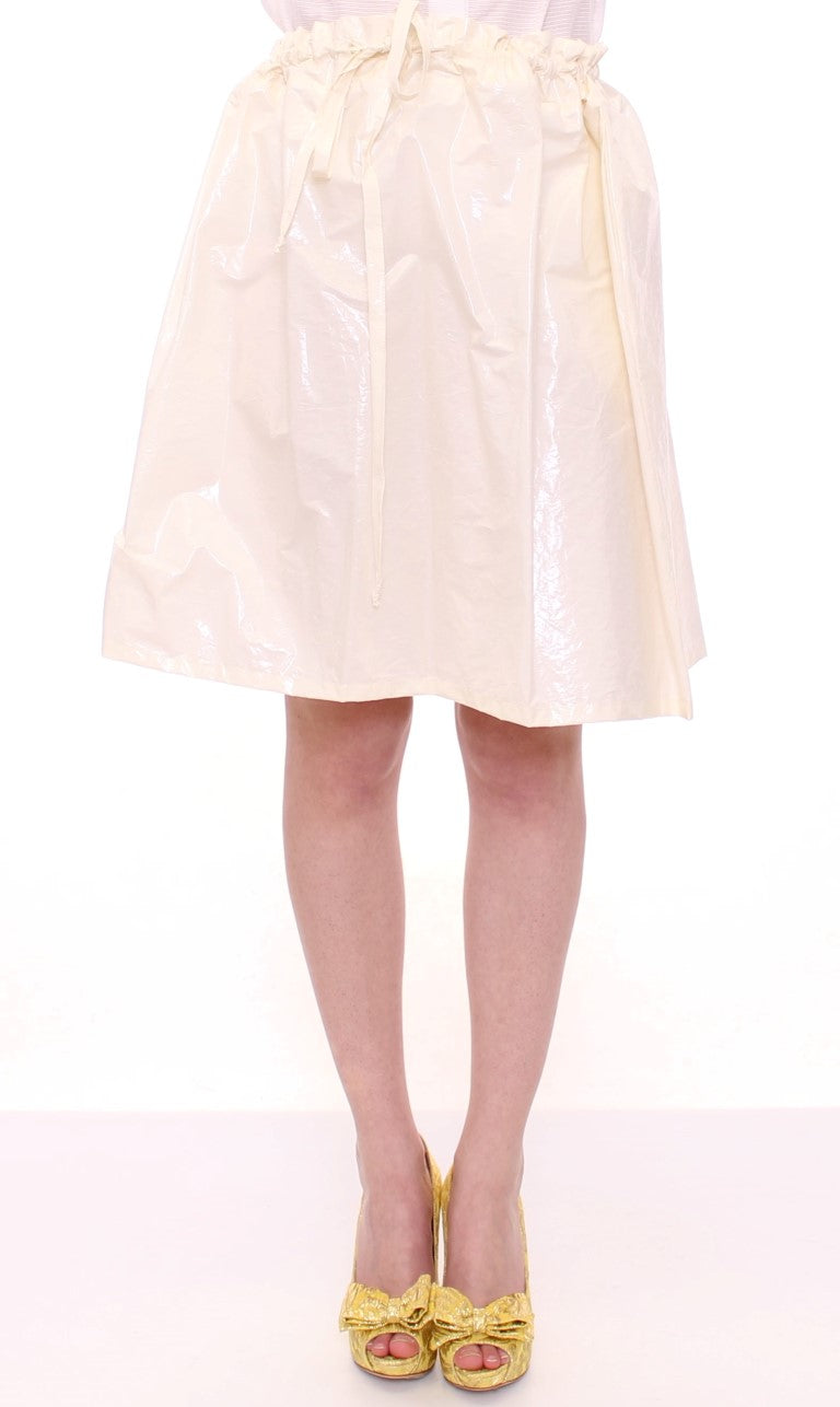 Licia Florio White Above-Knee Stretch Waist Strap Women's Skirt