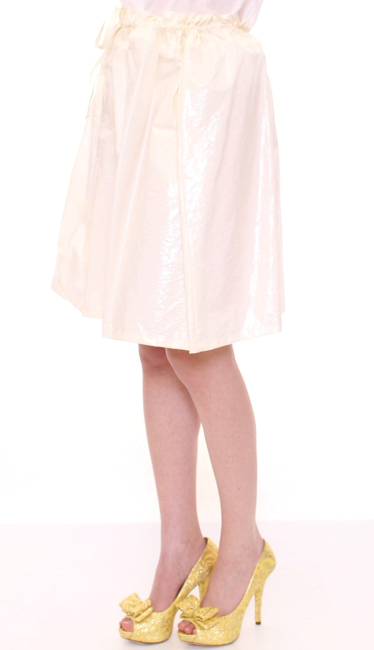Licia Florio White Above-Knee Stretch Waist Strap Women's Skirt