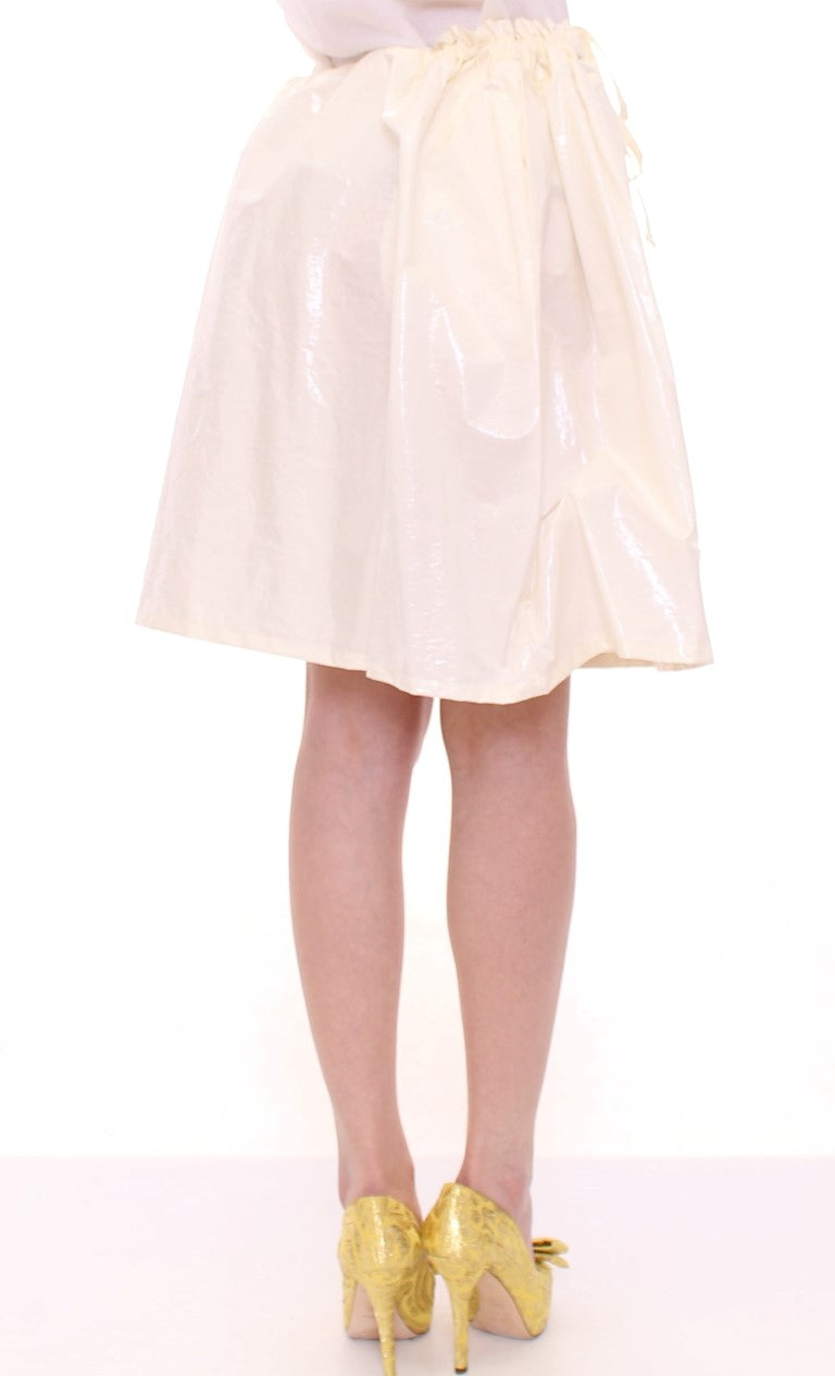 Licia Florio White Above-Knee Stretch Waist Strap Women's Skirt