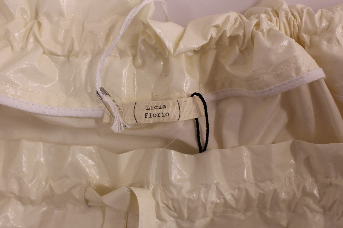 Licia Florio White Above-Knee Stretch Waist Strap Women's Skirt