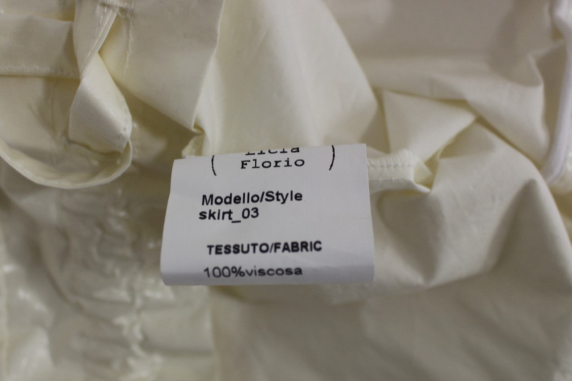 Licia Florio White Above-Knee Stretch Waist Strap Women's Skirt