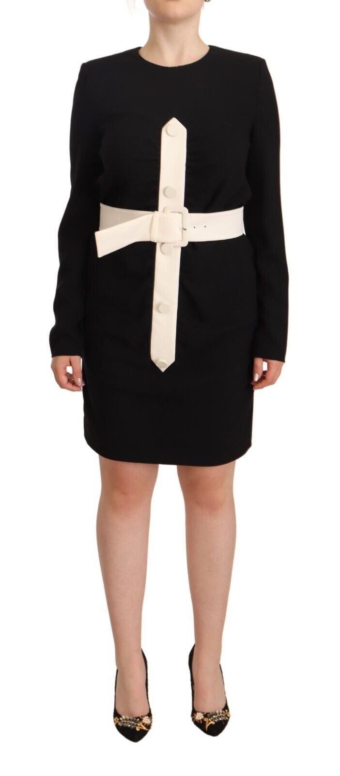 Givenchy Elegant Black Wool Mini Dress with Women's Belt