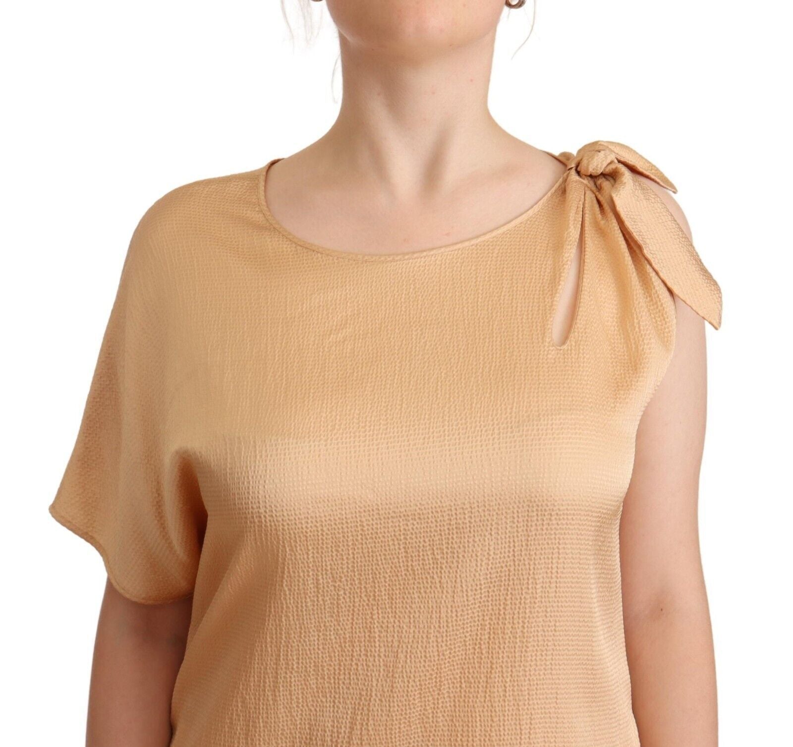 Moschino Elegant One-Sleeve Beige Shift Women's Dress