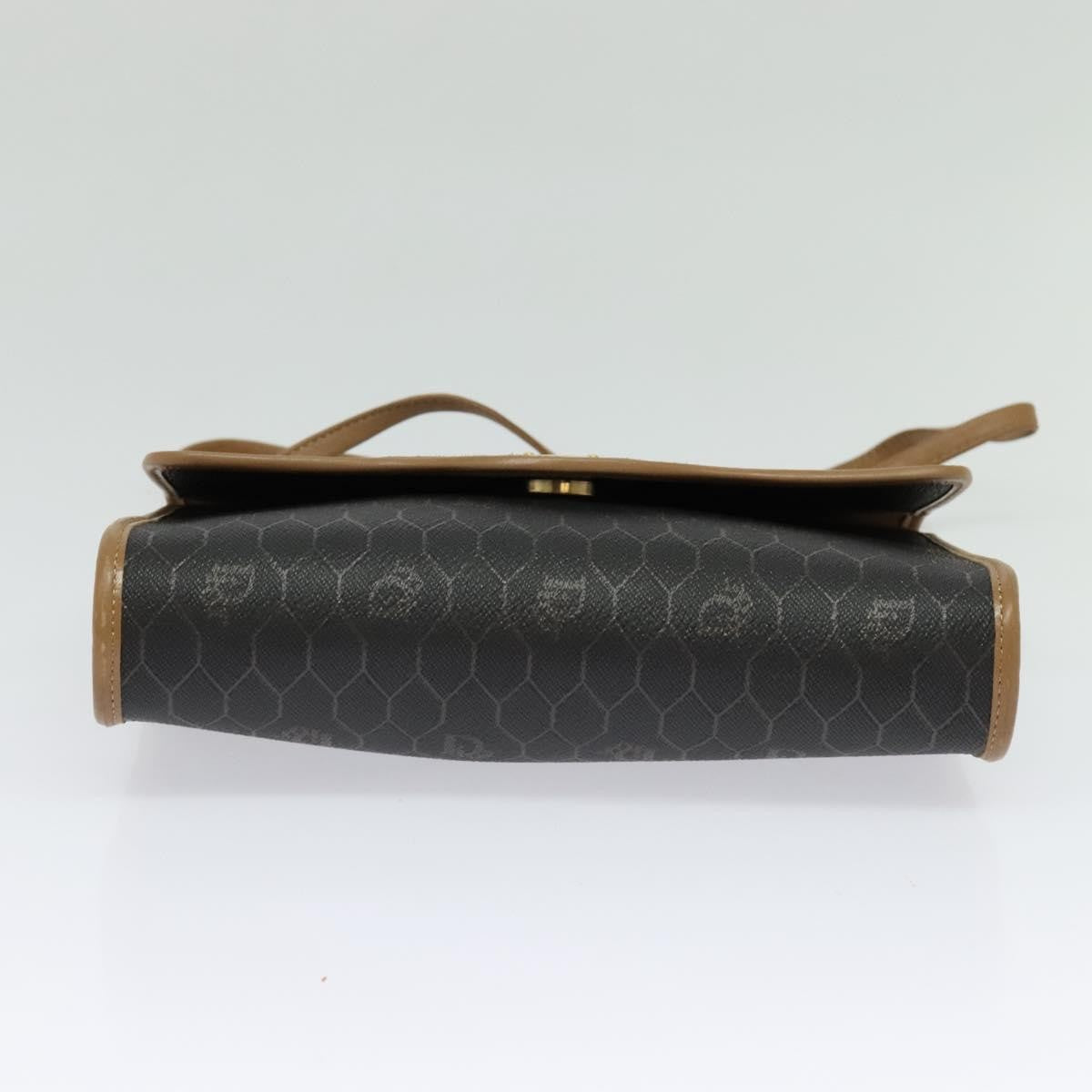 Christian Dior Vintage Honeycomb Flap Coated Canvas Black Canvas Shoulder Bag Bag (Pre-Owned)