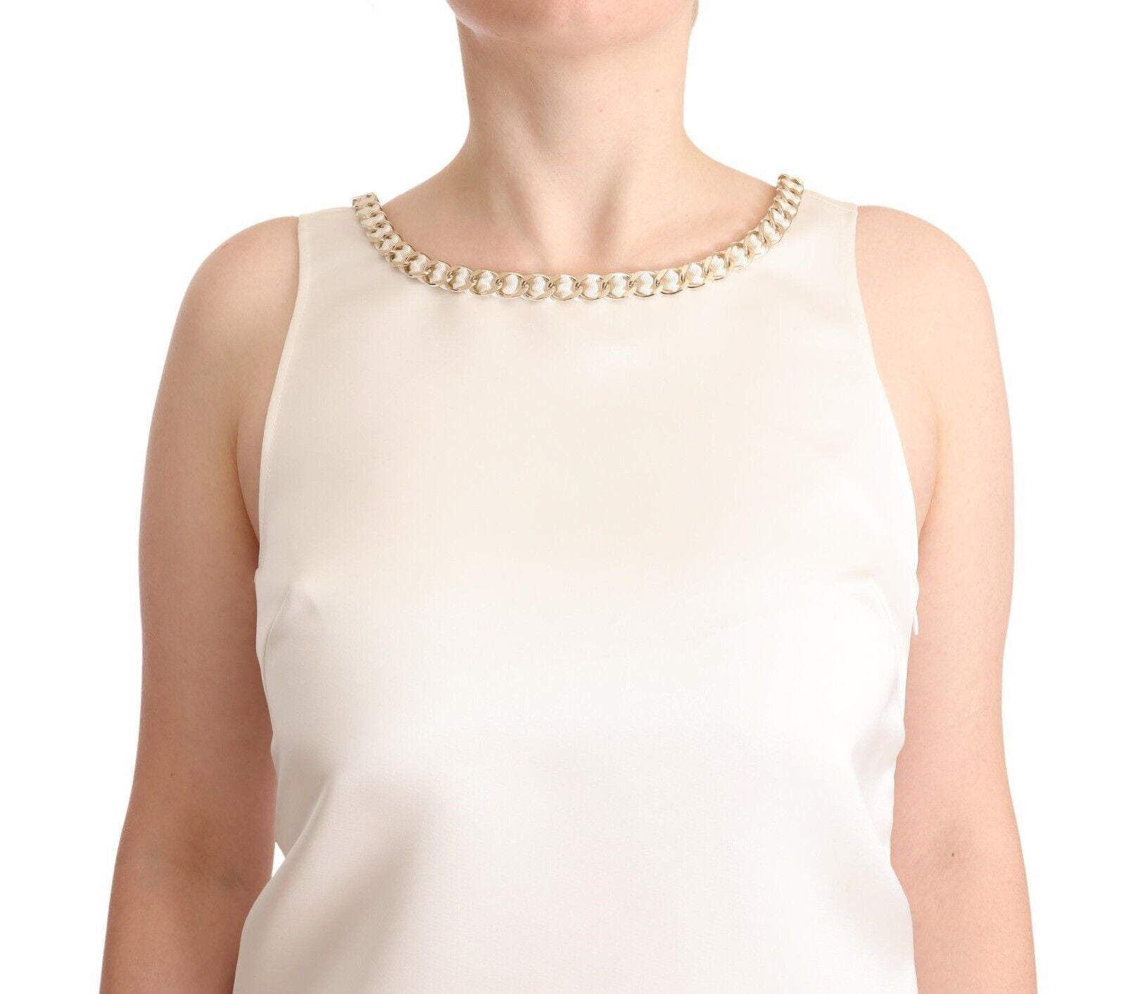 Elisabetta Franchi White Polyester Sleeveless Mini Shift Women's Dress
