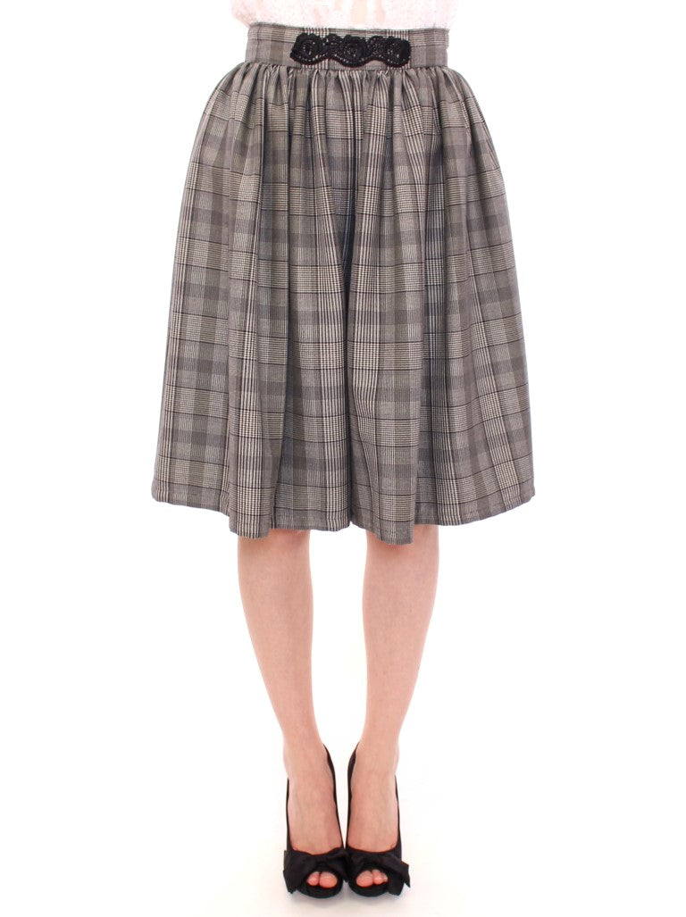 NOEMI ALEMÁN Elegant Gray Checkered Wool Shorts Women's Skirt