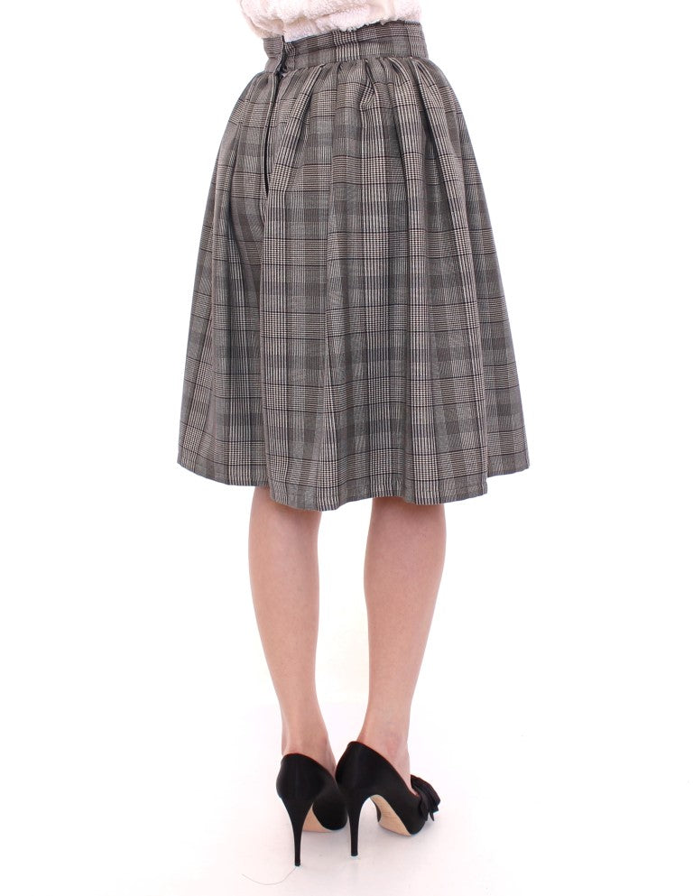 NOEMI ALEMÁN Elegant Gray Checkered Wool Shorts Women's Skirt