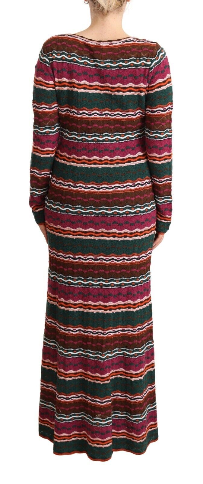 Missoni Multicolor Stripe Wool Knitted Maxi Sheath Women's Dress