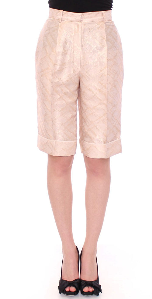 Zeyneptosun Exclusive Beige Brocade Women's Shorts