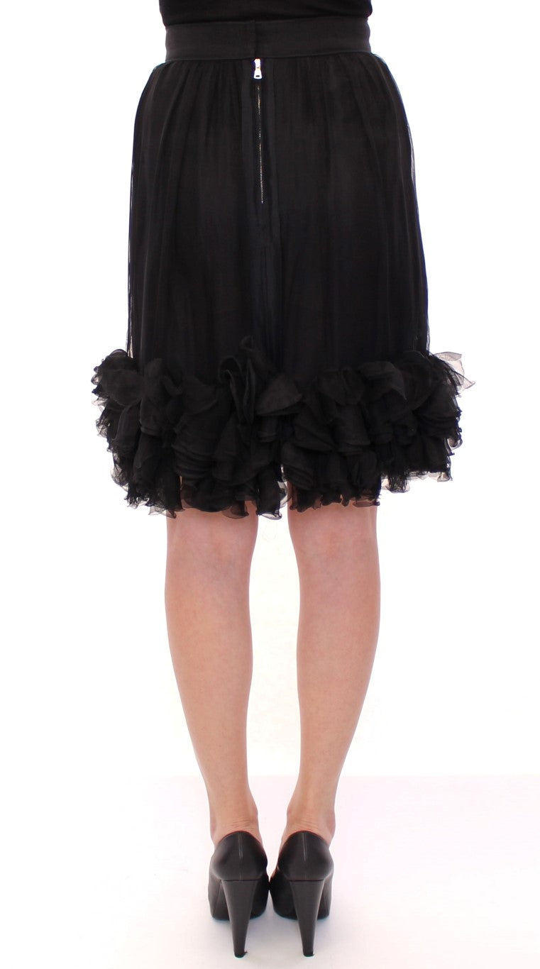 Dolce & Gabbana Black Silk Transparent Above Knees Women's Skirt