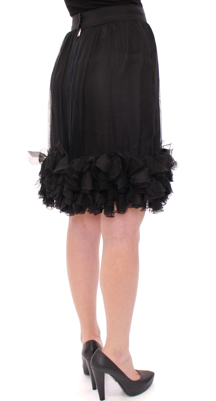 Dolce & Gabbana Black Silk Transparent Above Knees Women's Skirt