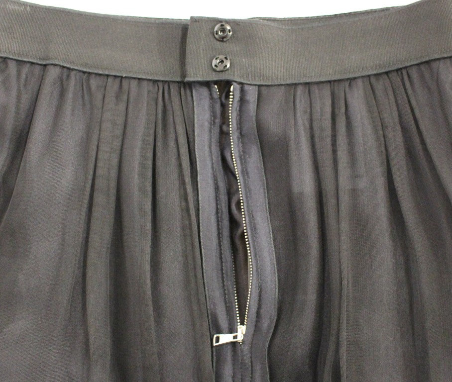 Dolce & Gabbana Black Silk Transparent Above Knees Women's Skirt