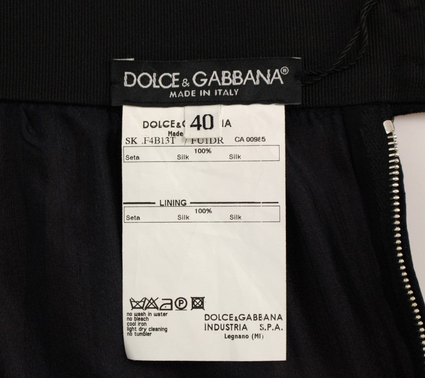 Dolce & Gabbana Black Silk Transparent Above Knees Women's Skirt
