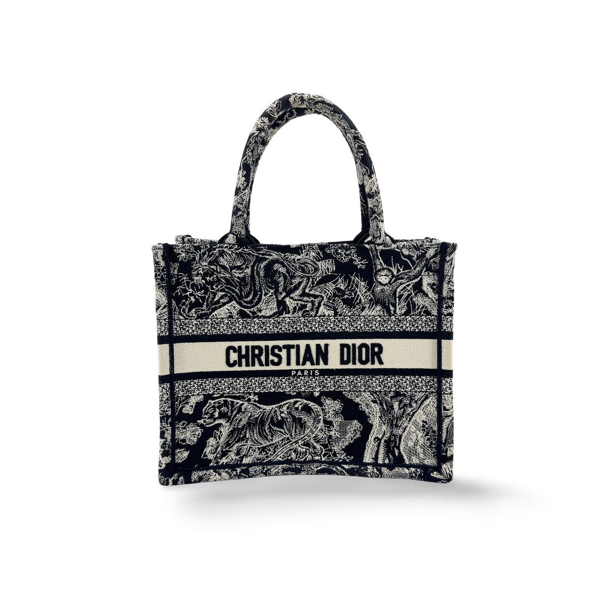 Christian Dior Book Embroidered Canvas Navy Canvas Tote Bag Bag (Pre-Owned)
