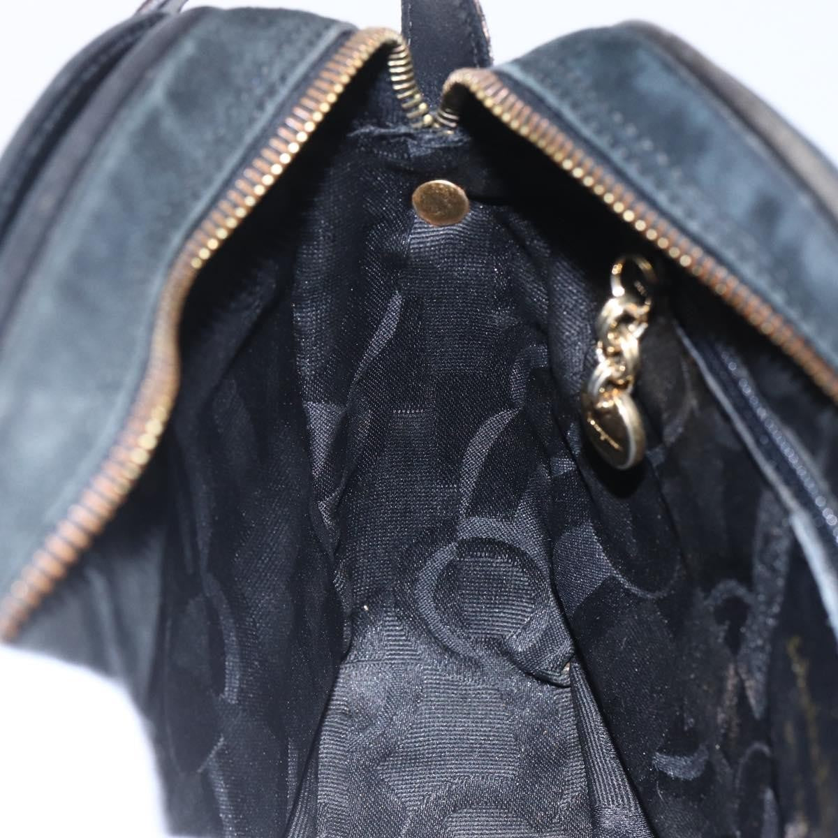 Salvatore Ferragamo Gancini Suede Black Suede Shoulder Bag Bag (Pre-Owned)
