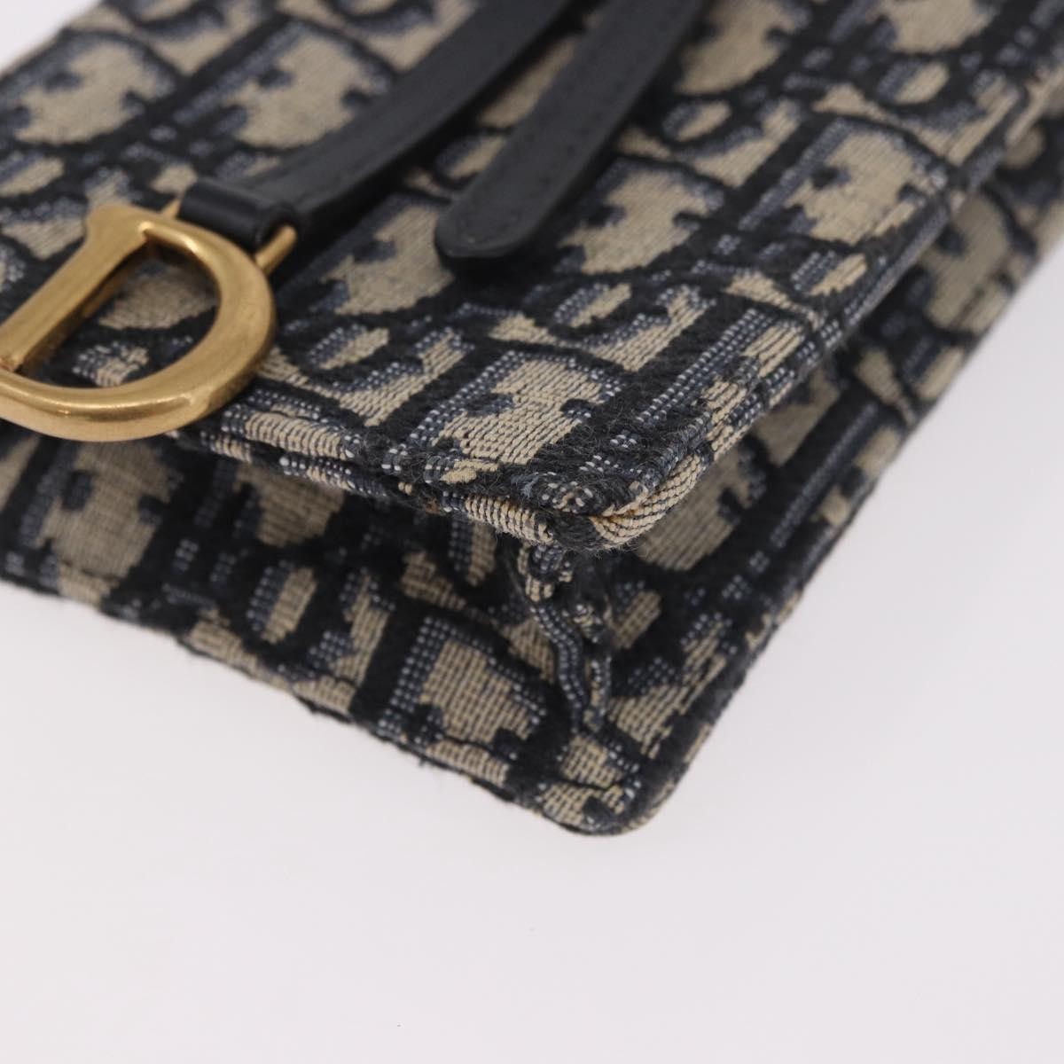 Christian Dior Vertical Saddle Chain Oblique Canvas Navy Canvas Clutche & Pouche Bag (Pre-Owned)