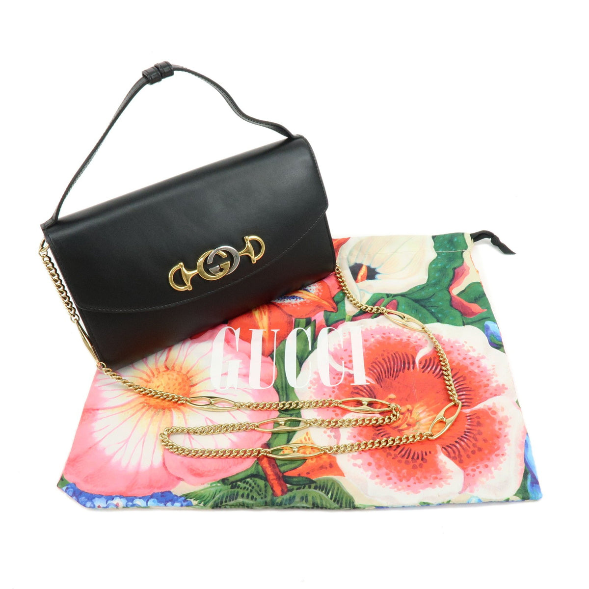 Gucci Zumi Leather Black Leather Shoulder Bag Bag (Pre-Owned)
