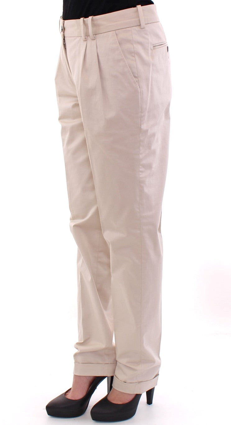 Dolce & Gabbana Elegant Beige Regular Fit Cotton Women's Pants