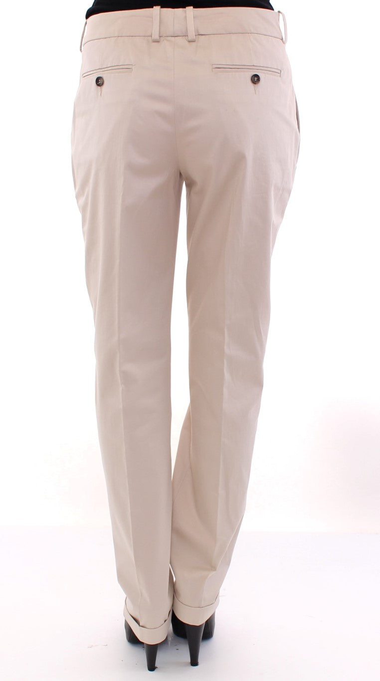 Dolce & Gabbana Elegant Beige Regular Fit Cotton Women's Pants