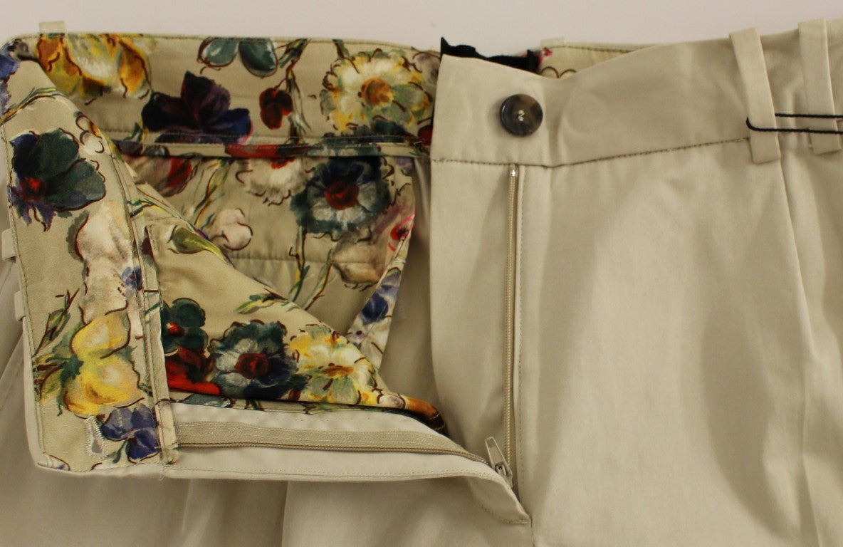 Dolce & Gabbana Elegant Beige Regular Fit Cotton Women's Pants