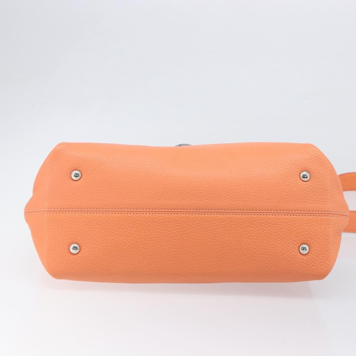 Salvatore Ferragamo Sofia Satchel Leather Orange Leather Handbag (Pre-Owned)