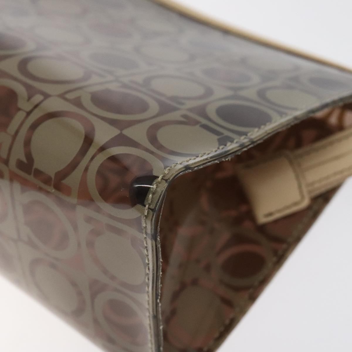 Salvatore Ferragamo Gancini Canvas Brown Vinyl Clutche & Pouche Bag (Pre-Owned)