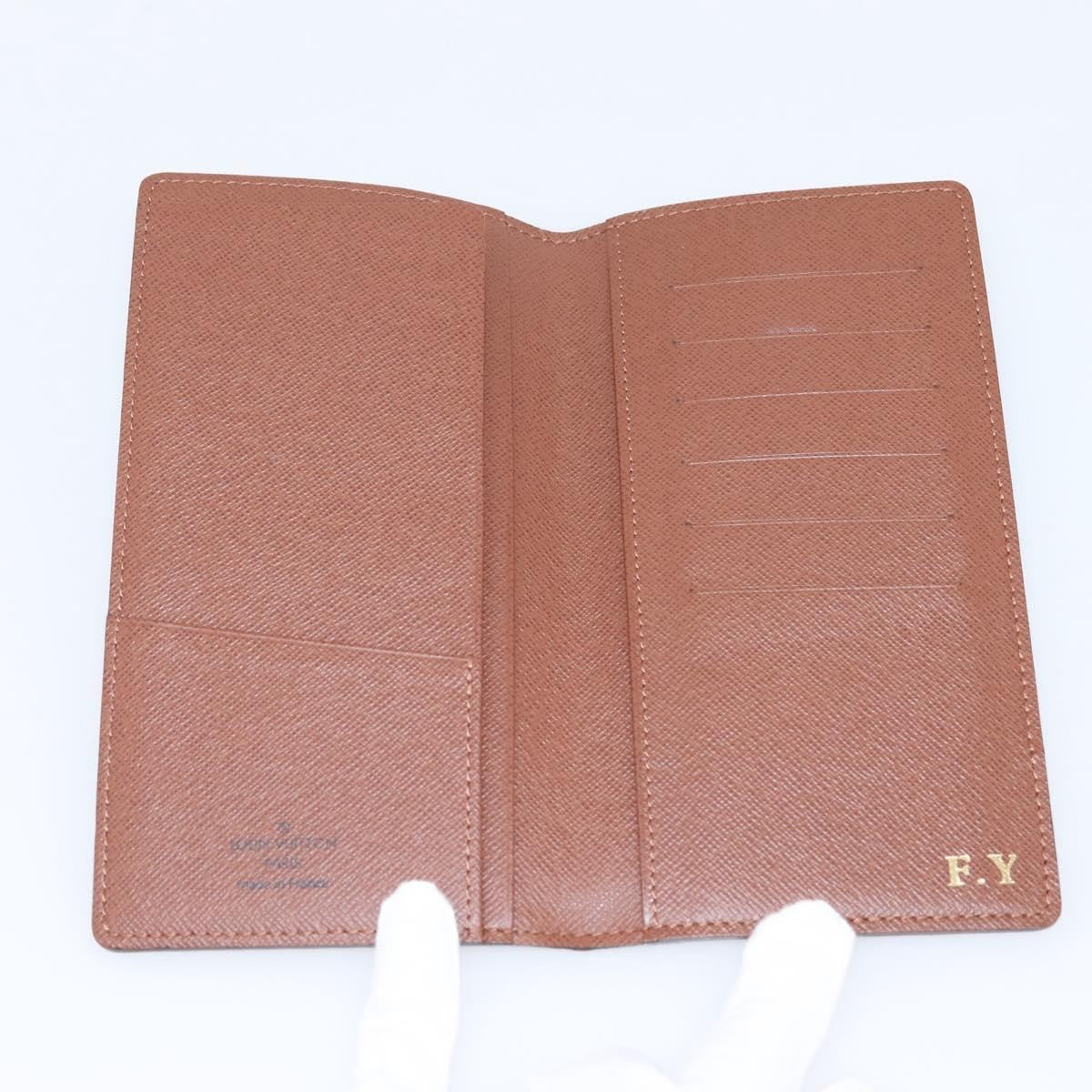 Louis Vuitton Porte Valeurs Checkbook Monogram Canvas Brown Canvas Wallets Accessory (Pre-Owned)
